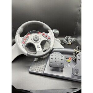 PlayStation Mad Catz MC2 Racing Steering Wheel and Pedals PS1/PS2 Tested/Working
